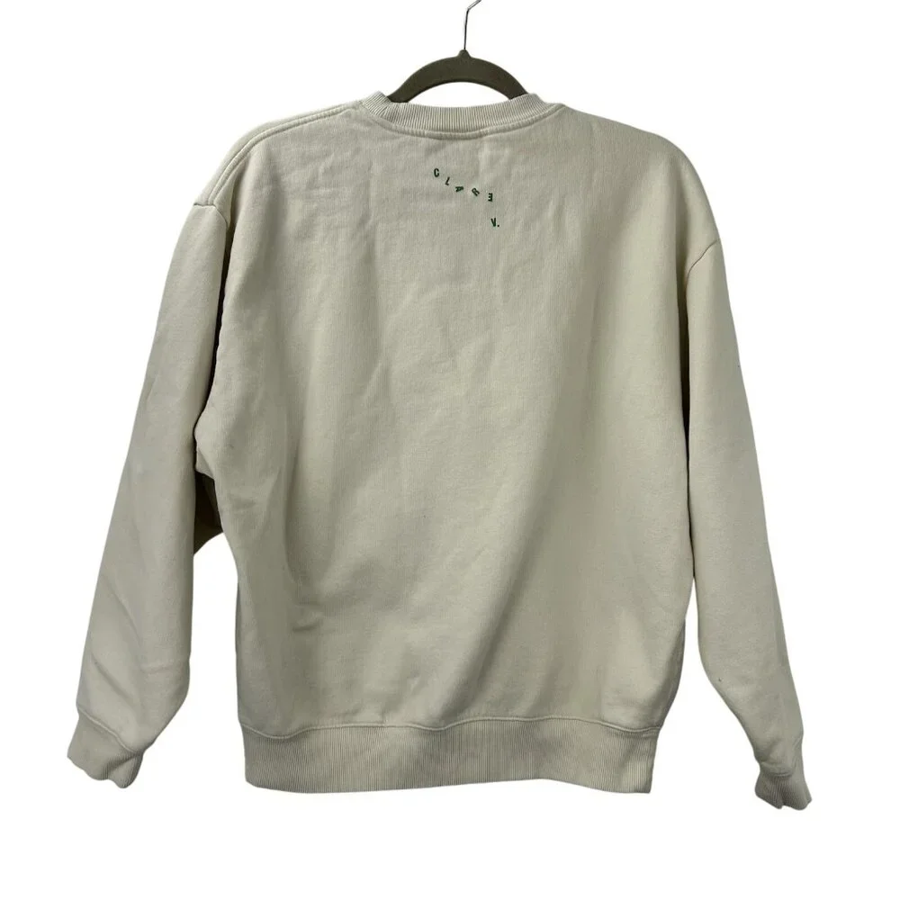 Clare V. Sweatshirt Pullover Women's M Cream Le Weekend Embroidered Crewneck - Picture 2 of 13